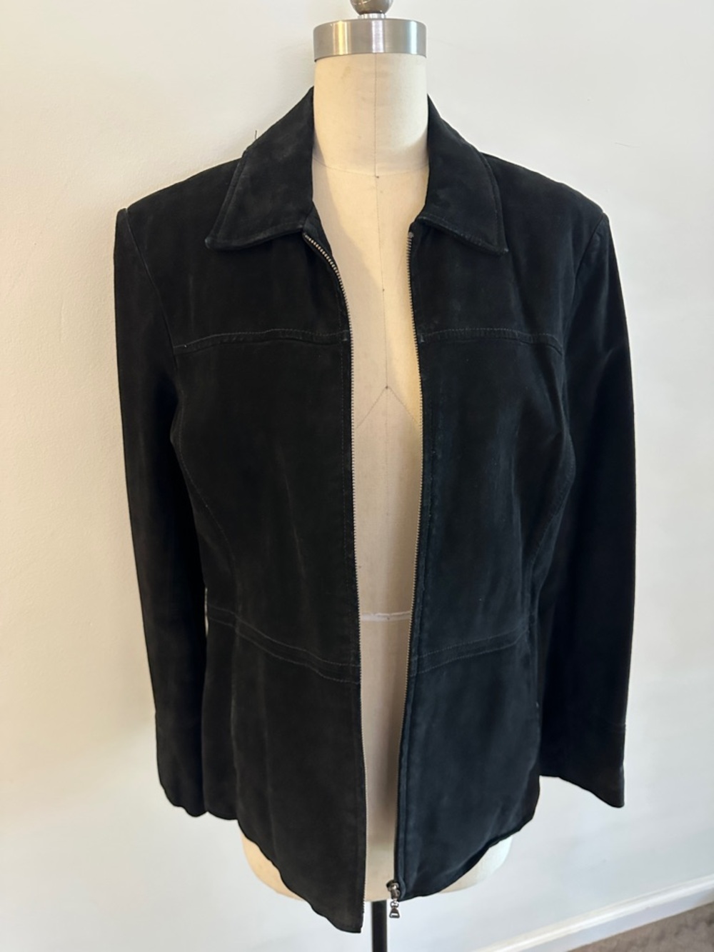 Bernardo Black Suede Zip-Front Jacket